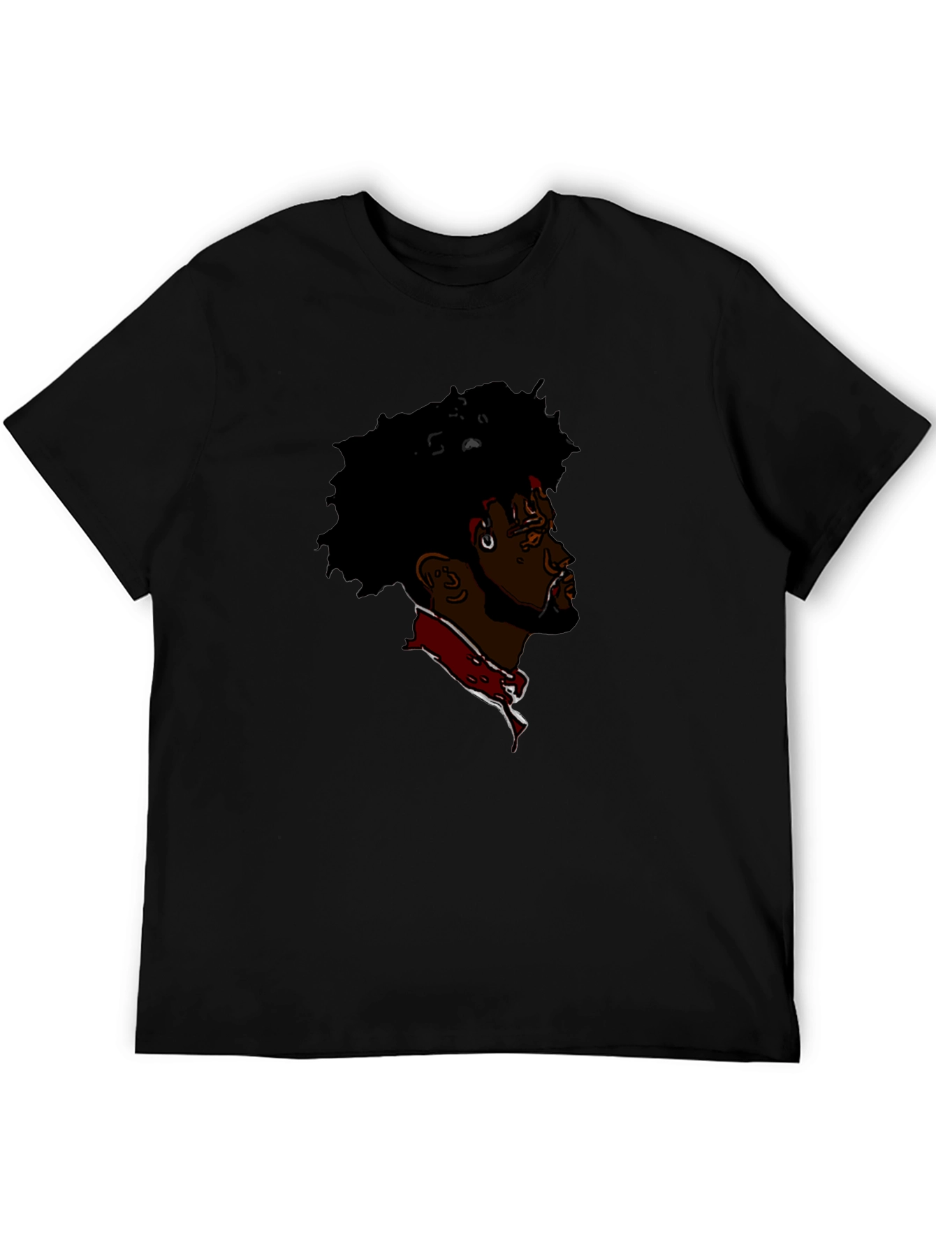 Cool Afro Man Graphic Print Black T-Shirt
