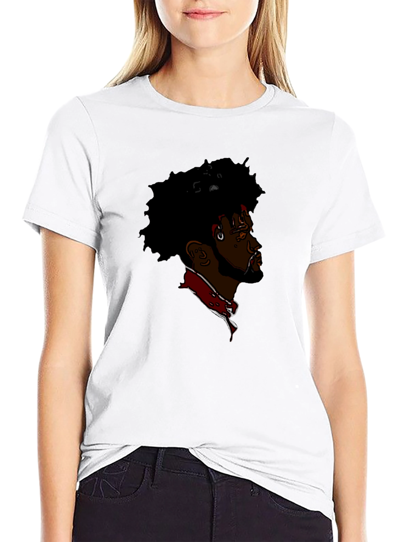 Cool Afro Man Graphic Print Black T-Shirt