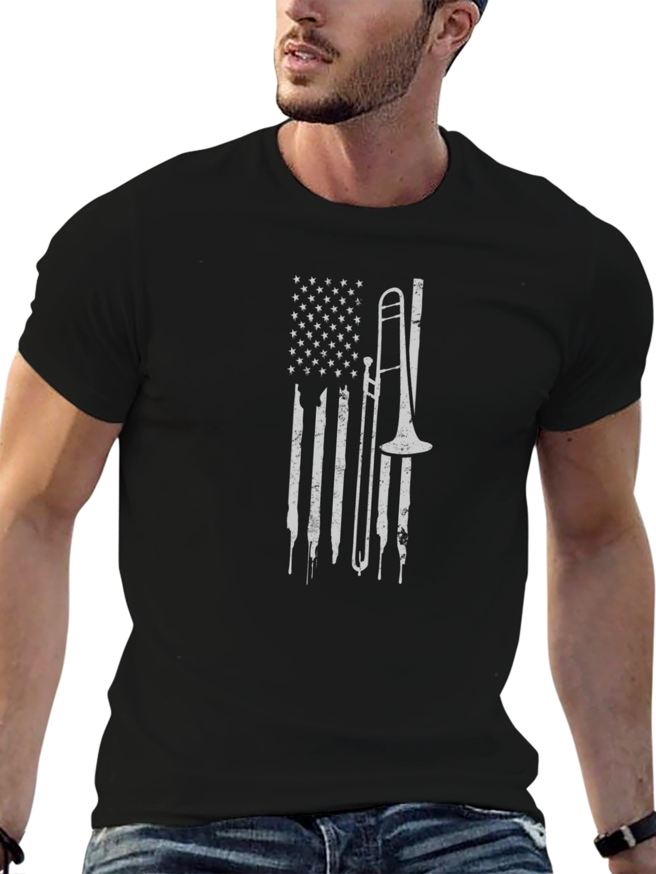 American Flag Trombone Graphic Tee