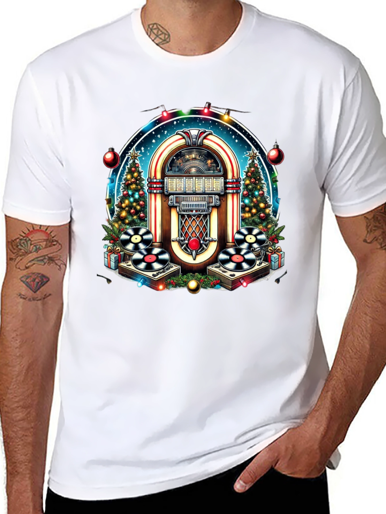 Festive Jukebox T-Shirt - Retro Holiday Style