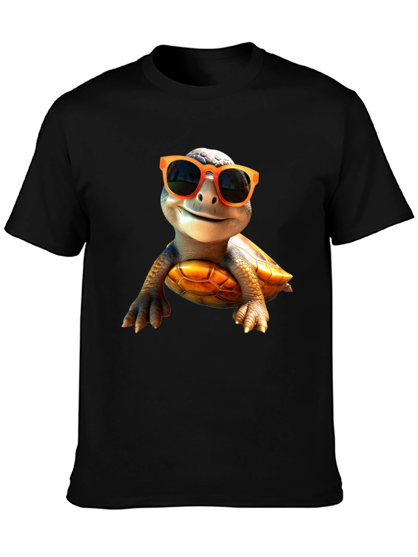 Cool Turtle Graphic Tee - Black Cotton Shirt