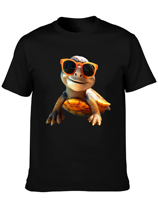Cool Turtle Graphic Tee - Black Cotton Shirt