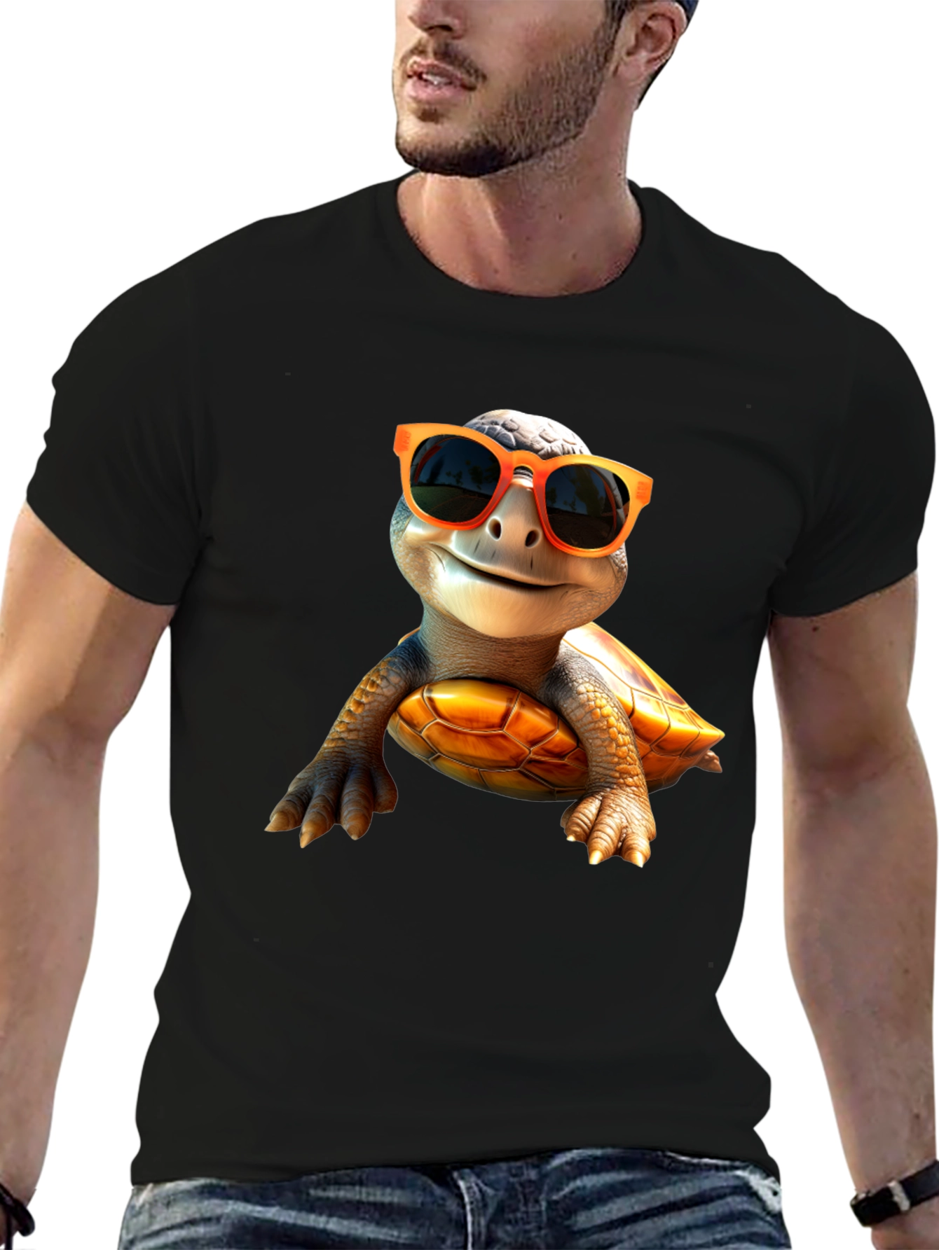 Cool Turtle Graphic Tee - Black Cotton Shirt