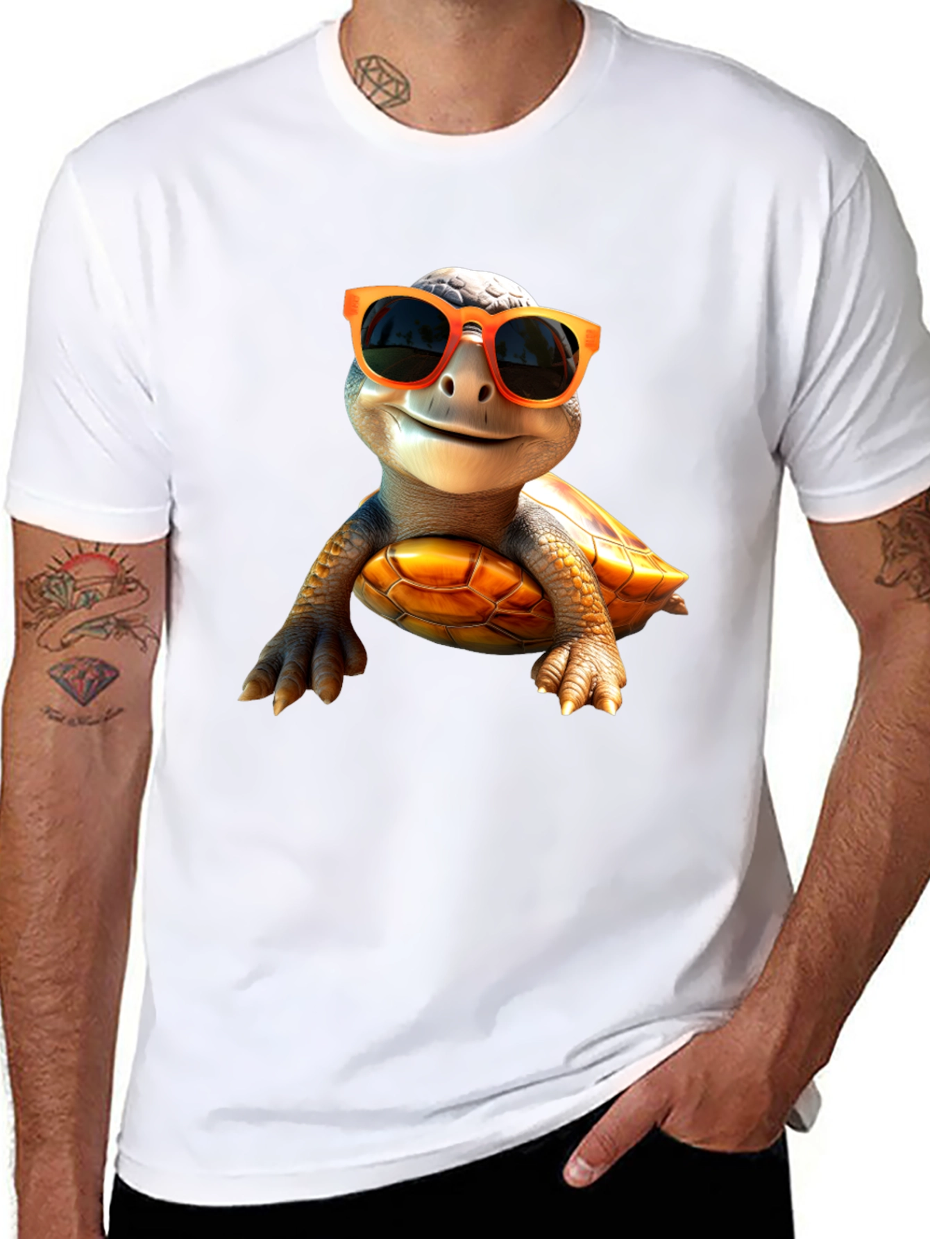 Cool Turtle Graphic Tee - Black Cotton Shirt