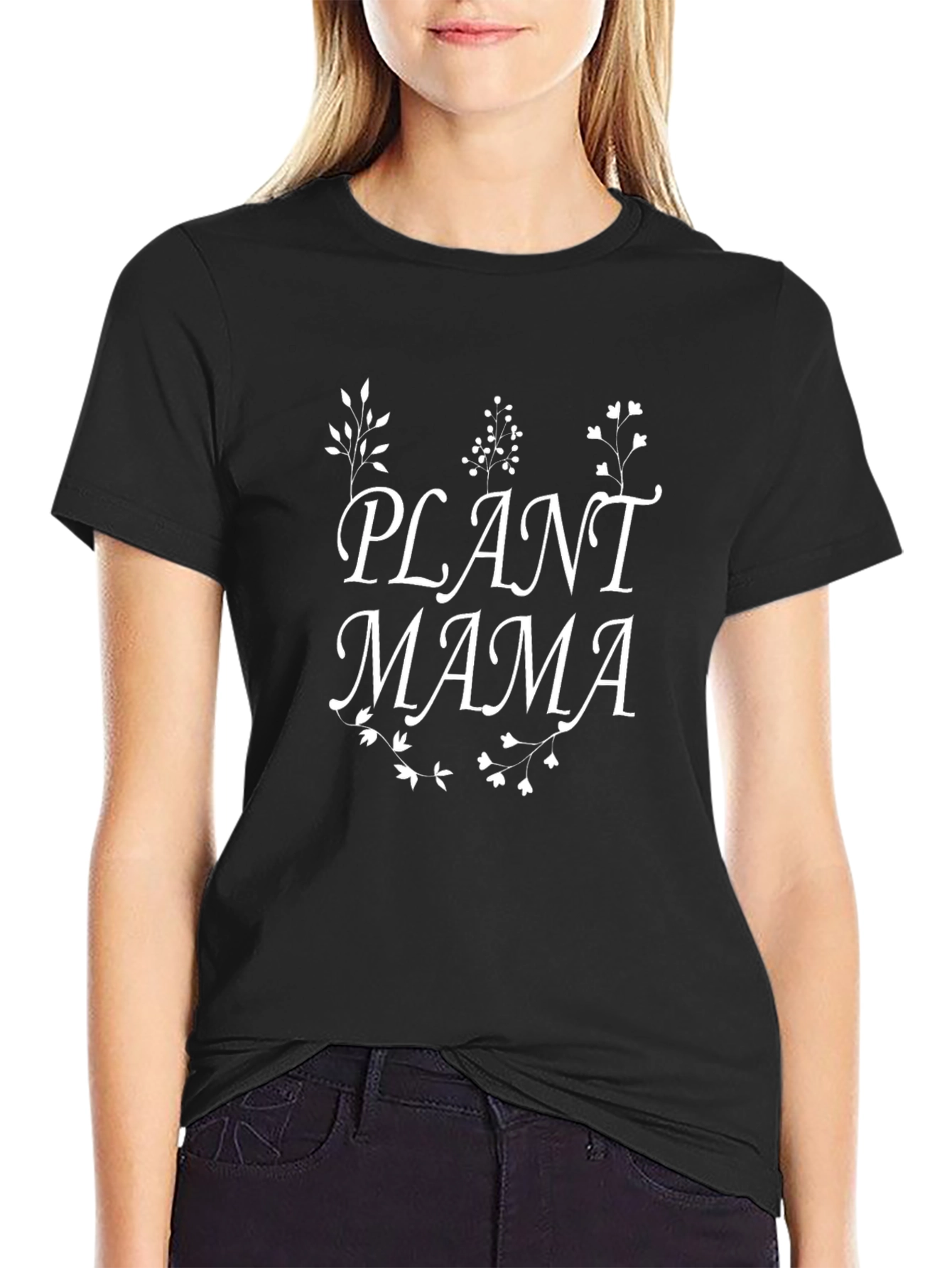 Plant Mama Graphic Tee - Black Cotton Blend Shirt