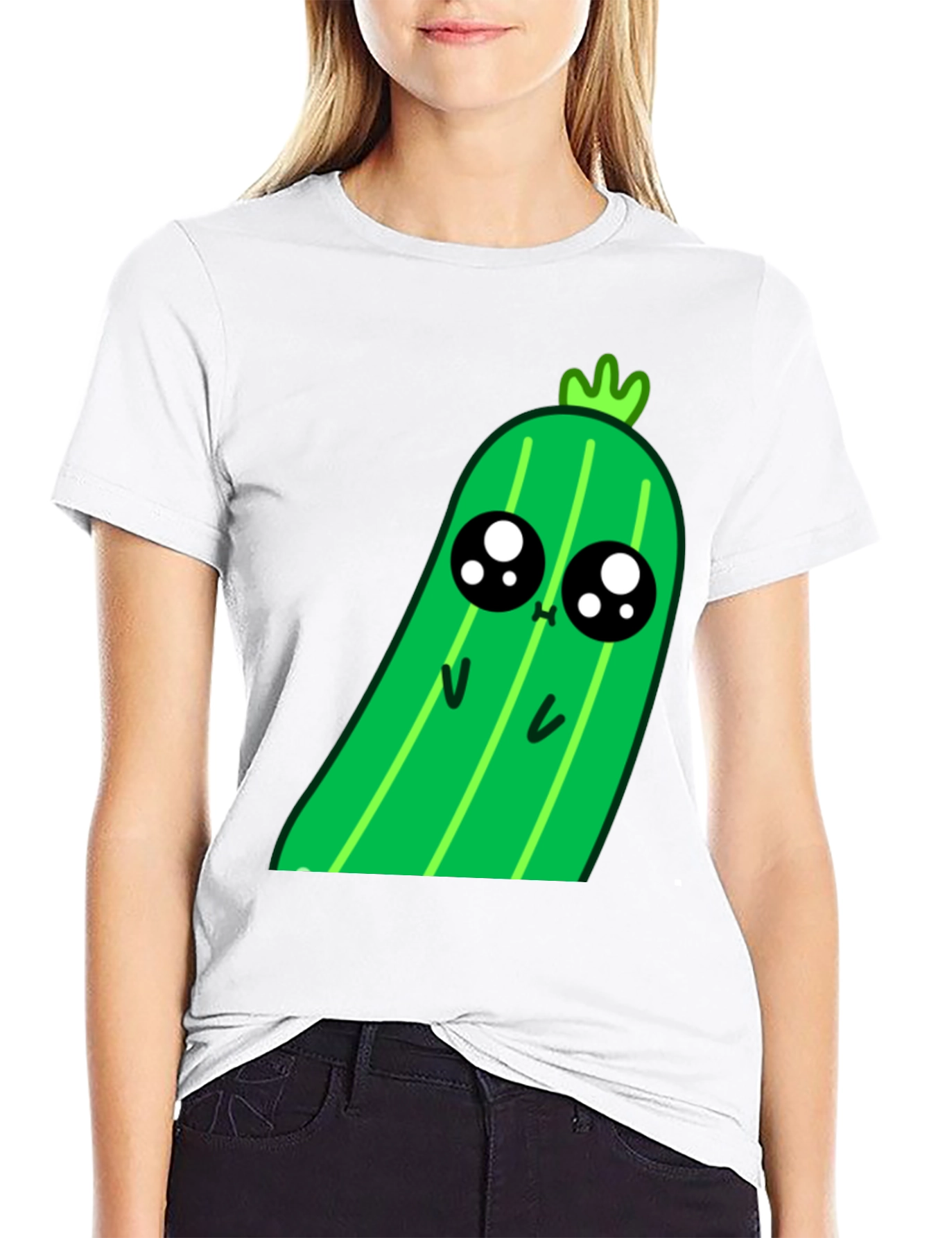 Kawaii Pickle Graphic Tee - Cute Food Shirt