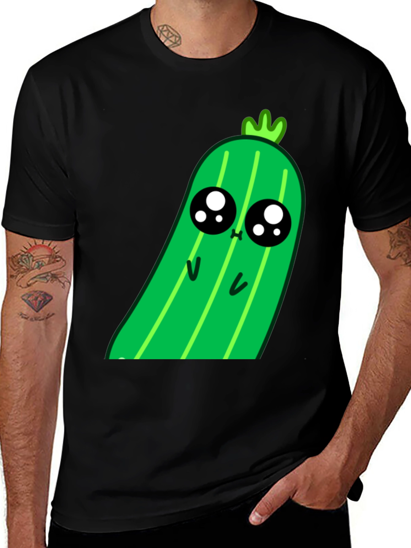Kawaii Pickle Graphic Tee - Cute Food Shirt