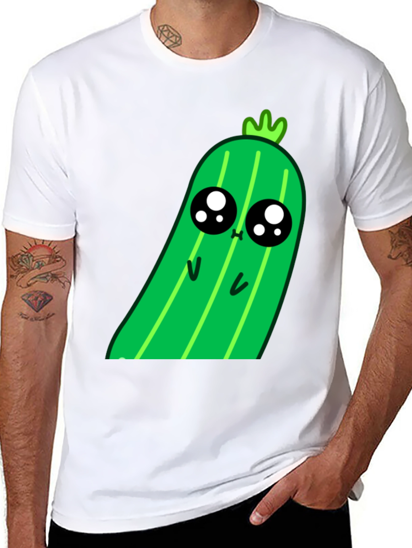 Kawaii Pickle Graphic Tee - Cute Food Shirt