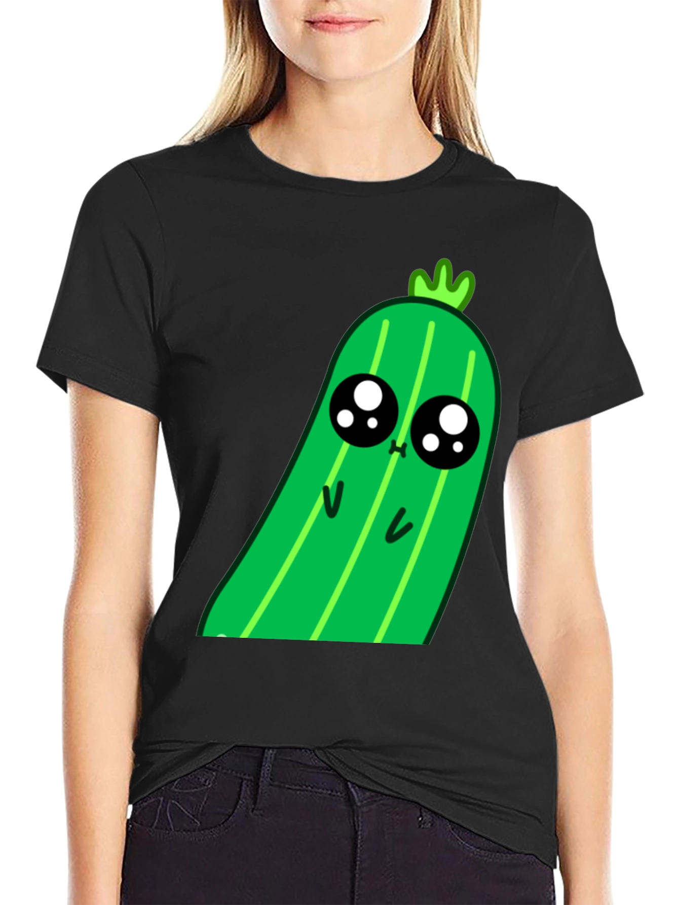 Kawaii Pickle Graphic Tee - Cute Food Shirt