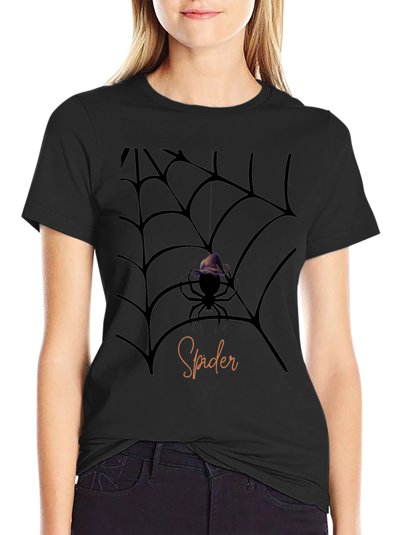 Halloween Spider Web Graphic Tee - Mens Black T-Shirt