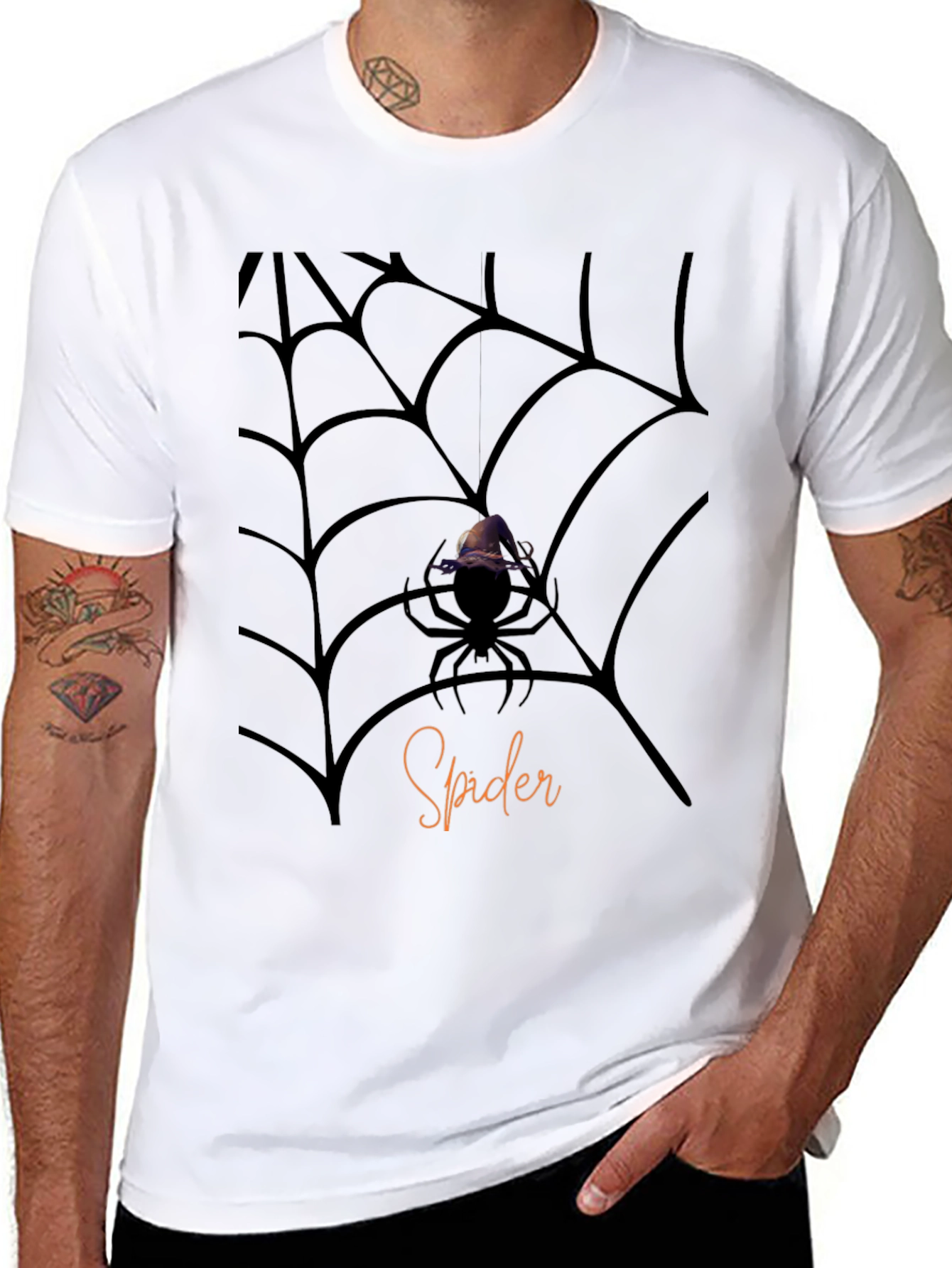 Halloween Spider Web Graphic Tee - Mens Black T-Shirt