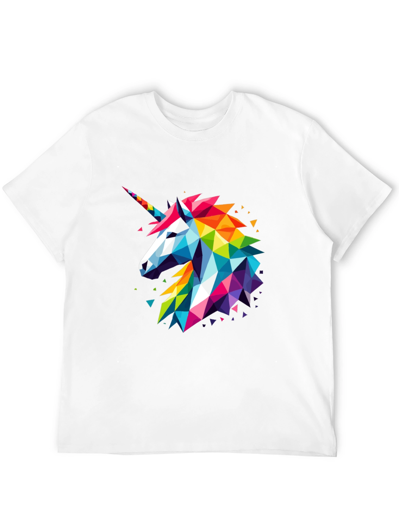 Geometric Unicorn Graphic Black T-Shirt