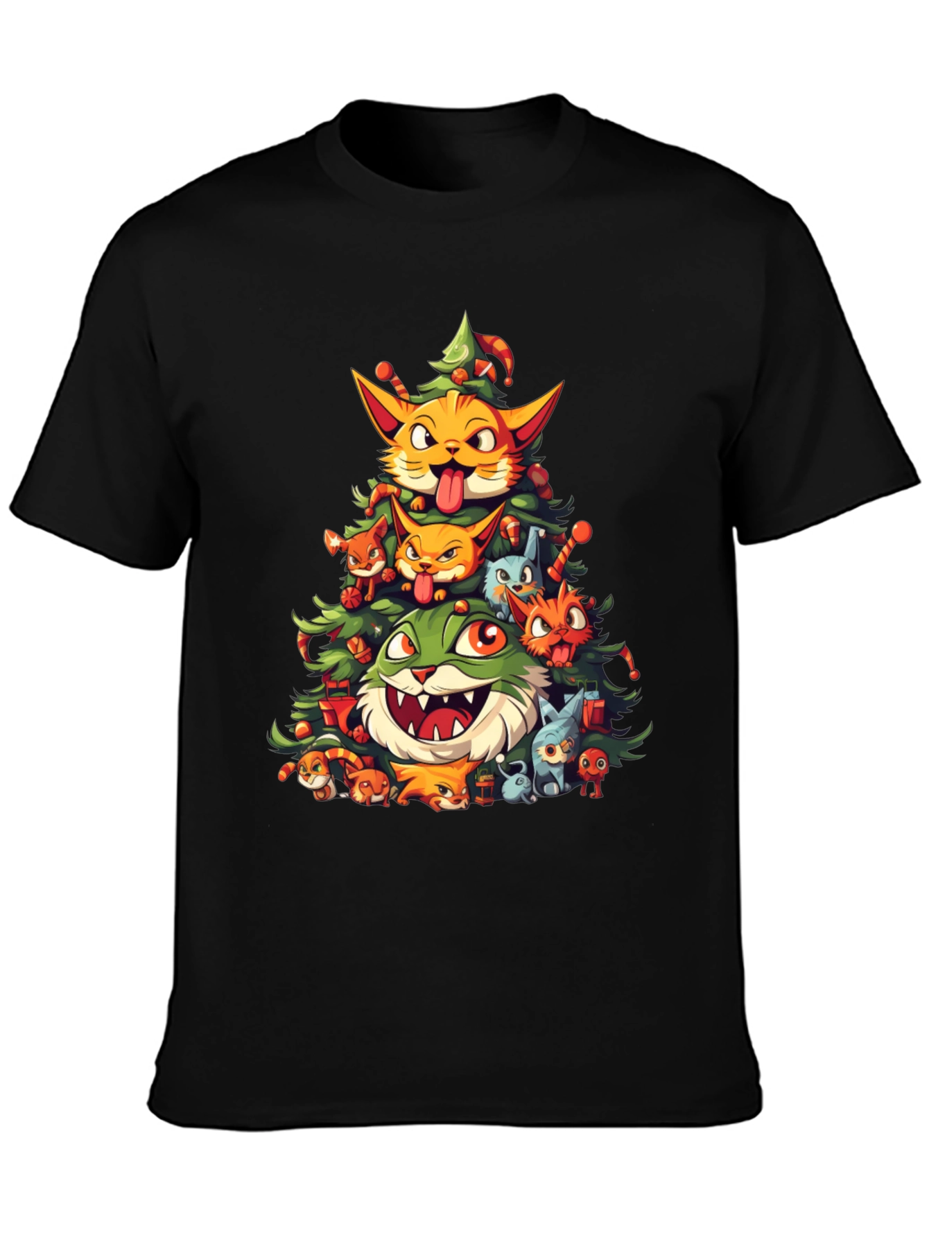 Festive Feline Christmas Tree T-Shirt
