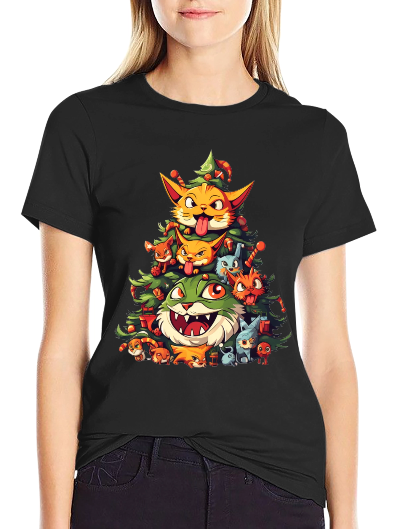 Festive Feline Christmas Tree T-Shirt