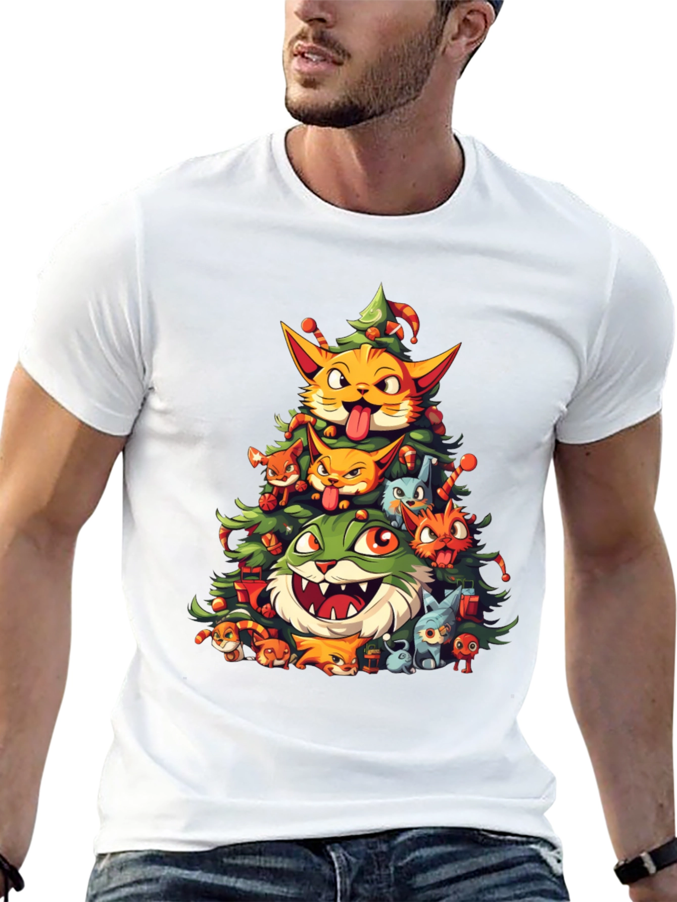 Festive Feline Christmas Tree T-Shirt