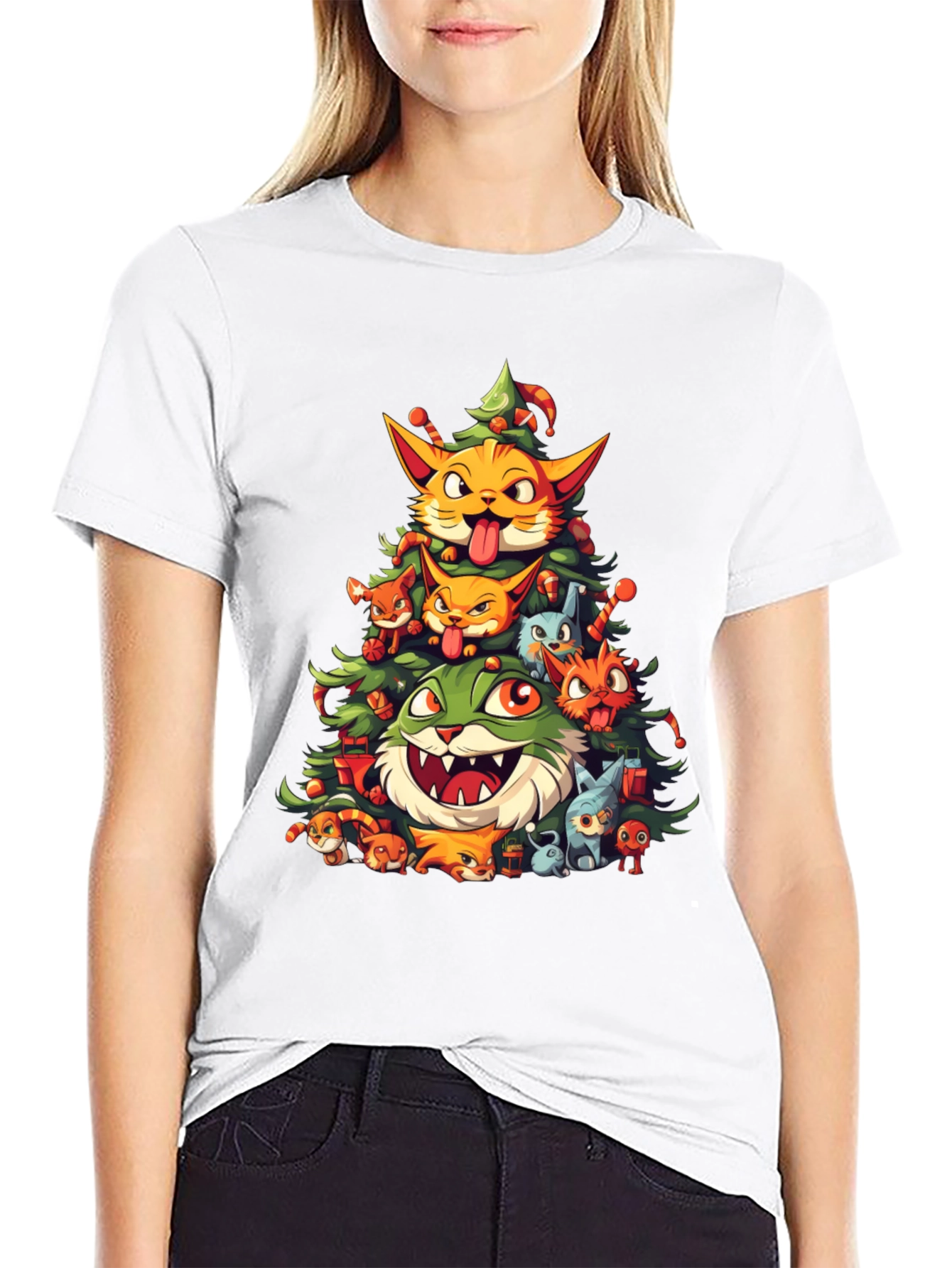 Festive Feline Christmas Tree T-Shirt