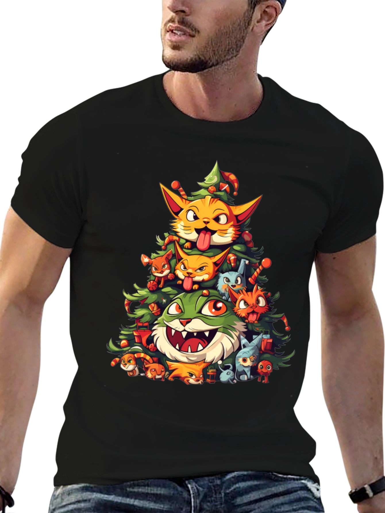 Festive Feline Christmas Tree T-Shirt
