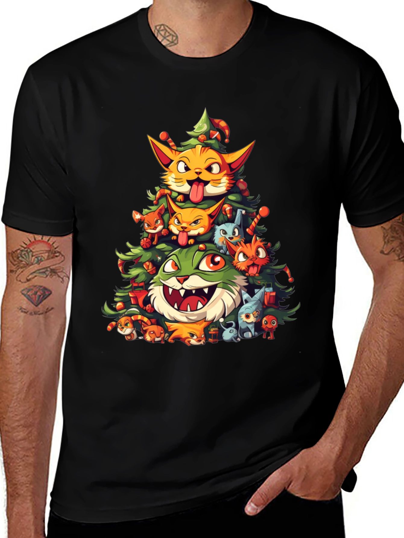 Festive Feline Christmas Tree T-Shirt