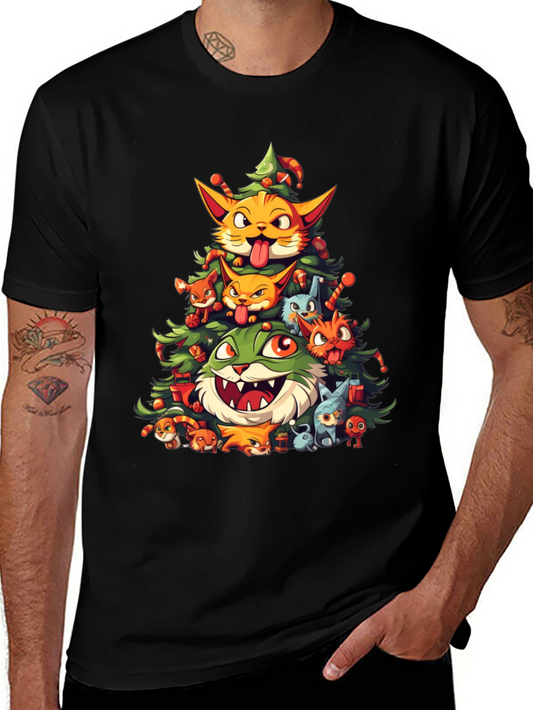 Festive Feline Christmas Tree T-Shirt