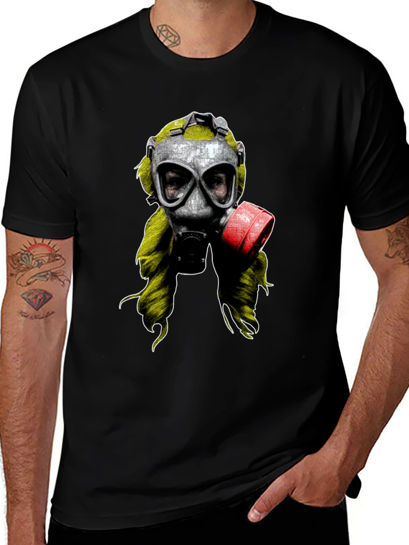 Gas Mask Graphic Print Black T-Shirt