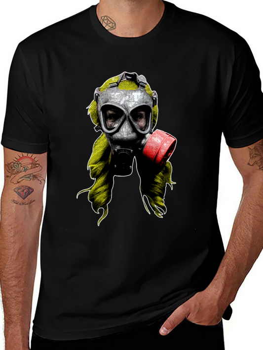 Gas Mask Graphic Print Black T-Shirt