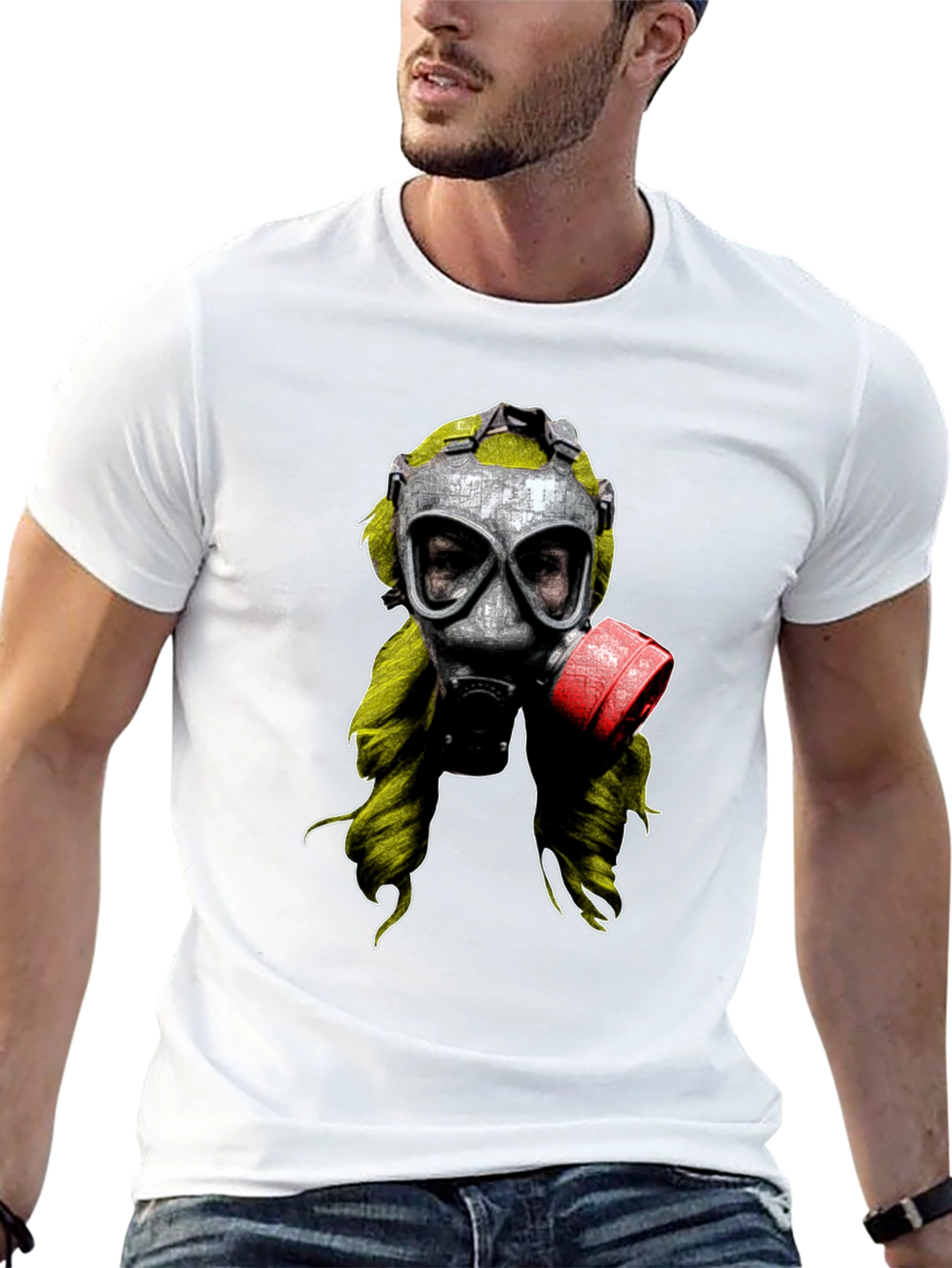 Gas Mask Graphic Print Black T-Shirt