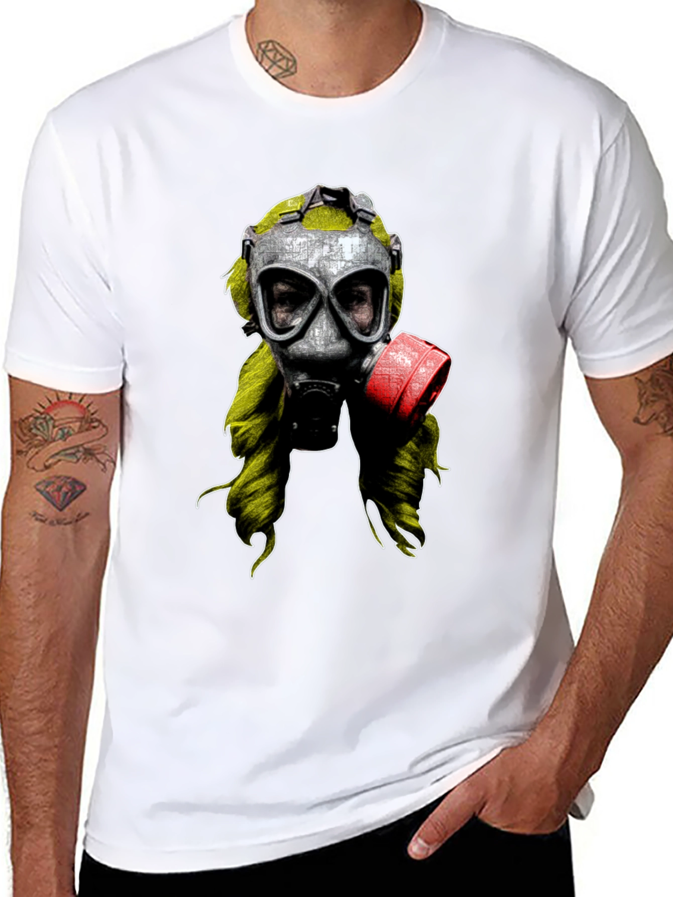 Gas Mask Graphic Print Black T-Shirt