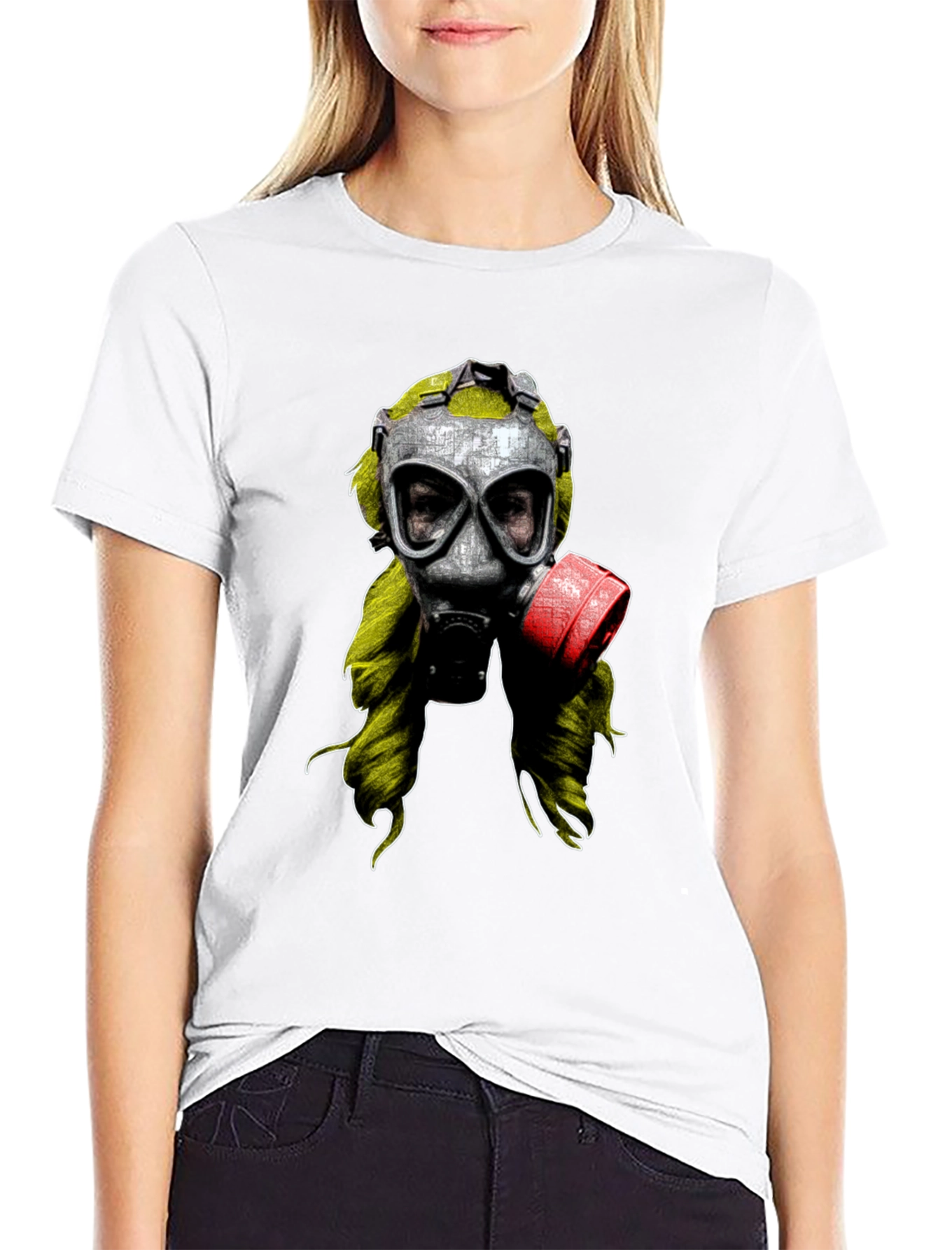 Gas Mask Graphic Print Black T-Shirt