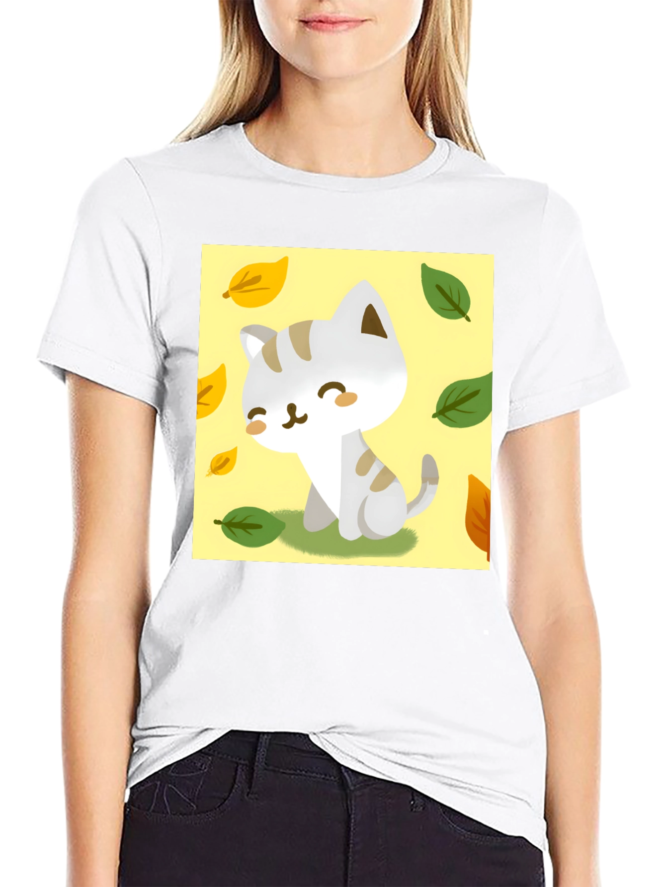 Cute Cartoon Cat T-Shirt - Unique Fall Design
