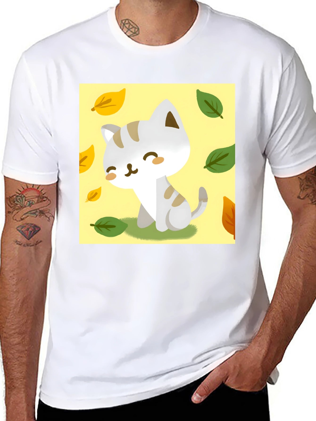 Cute Cartoon Cat T-Shirt - Unique Fall Design