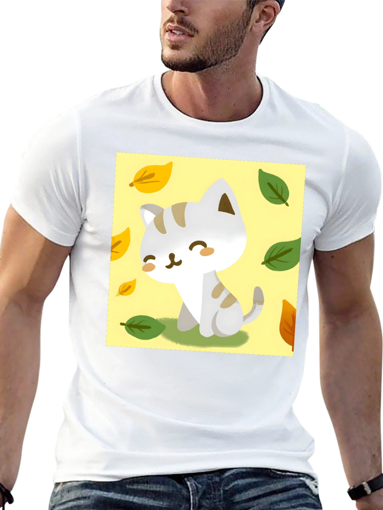 Cute Cartoon Cat T-Shirt - Unique Fall Design