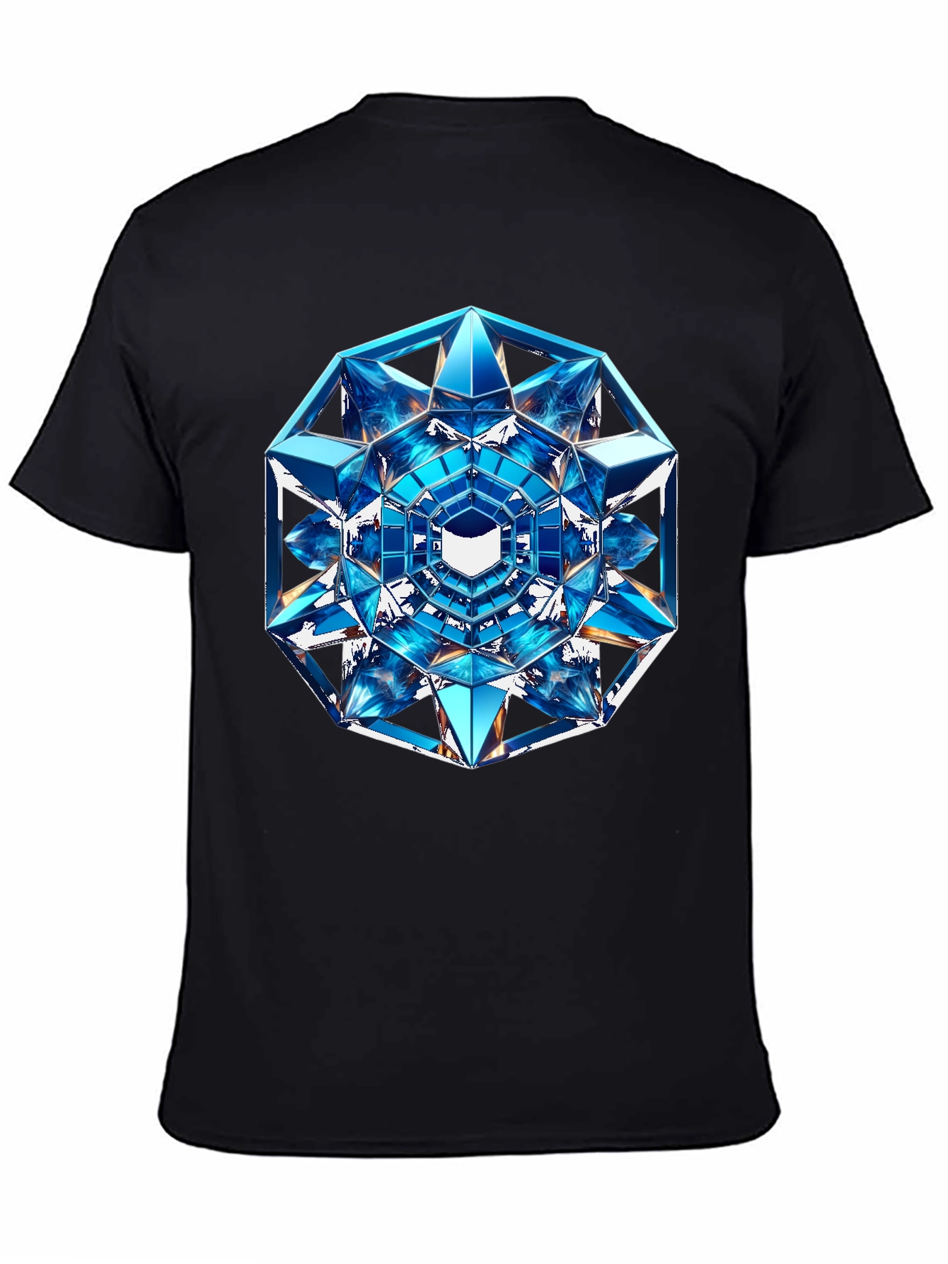 Geometric Crystal Design Black T-Shirt