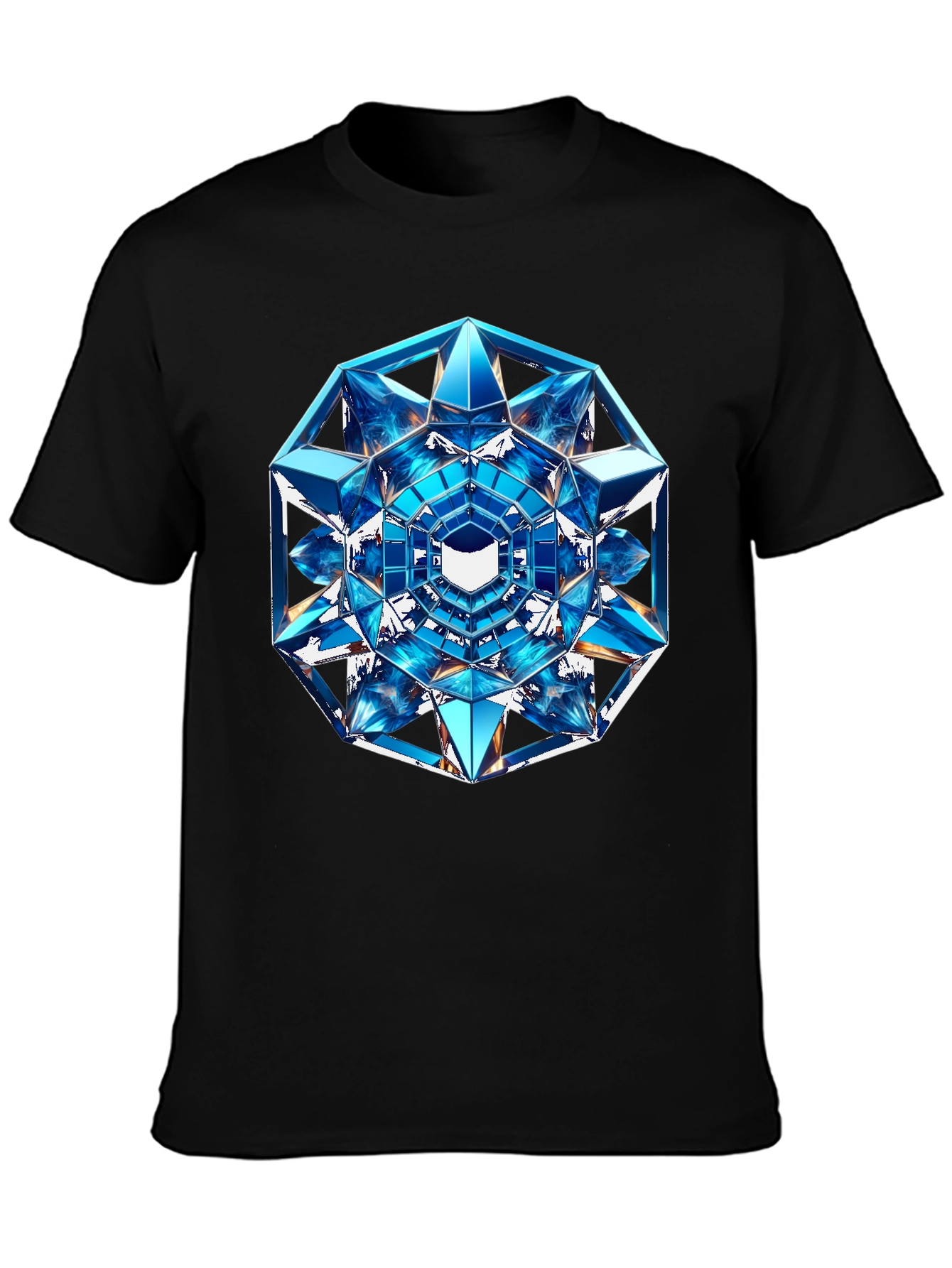 Geometric Crystal Design Black T-Shirt