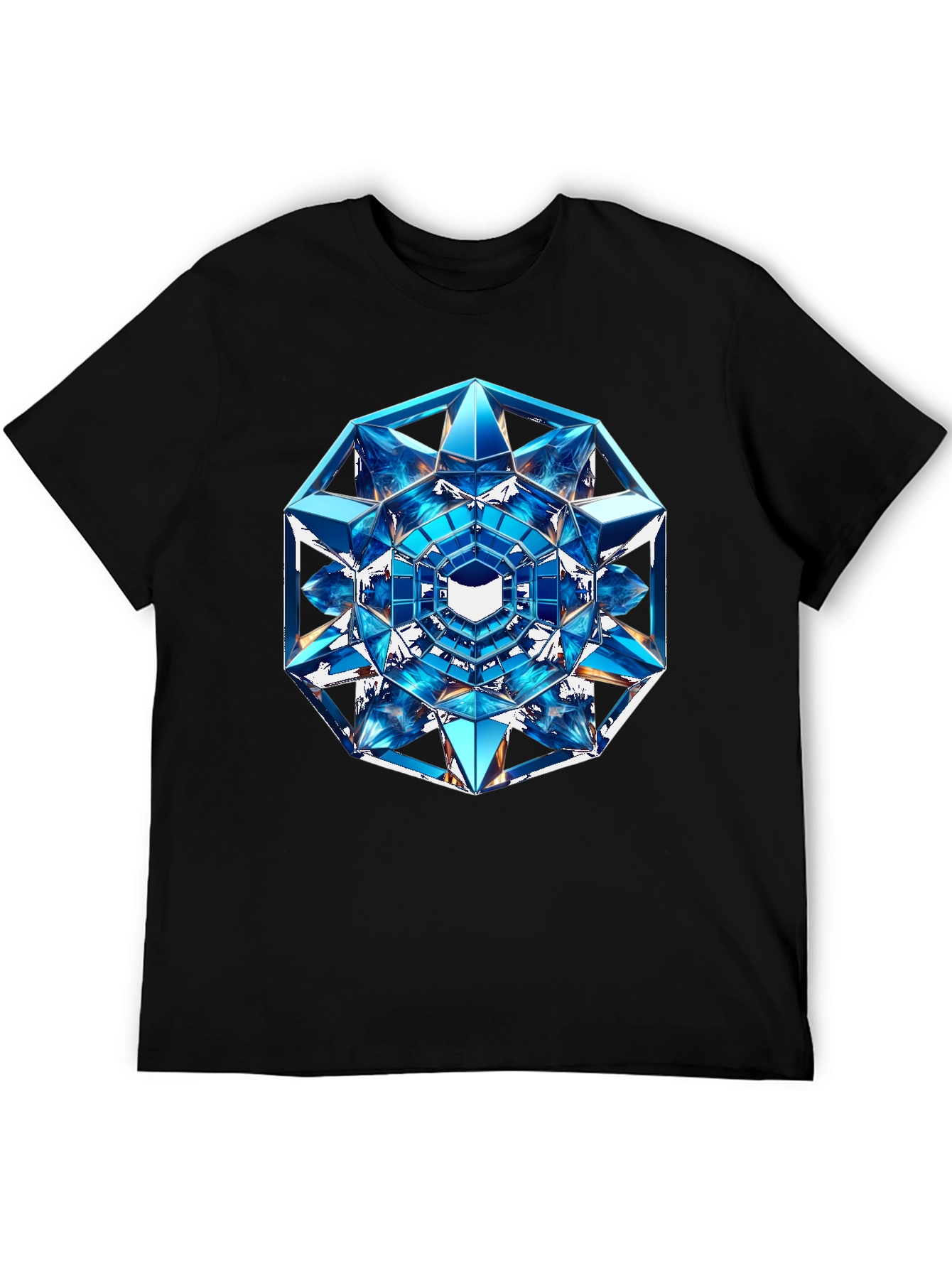 Geometric Crystal Design Black T-Shirt