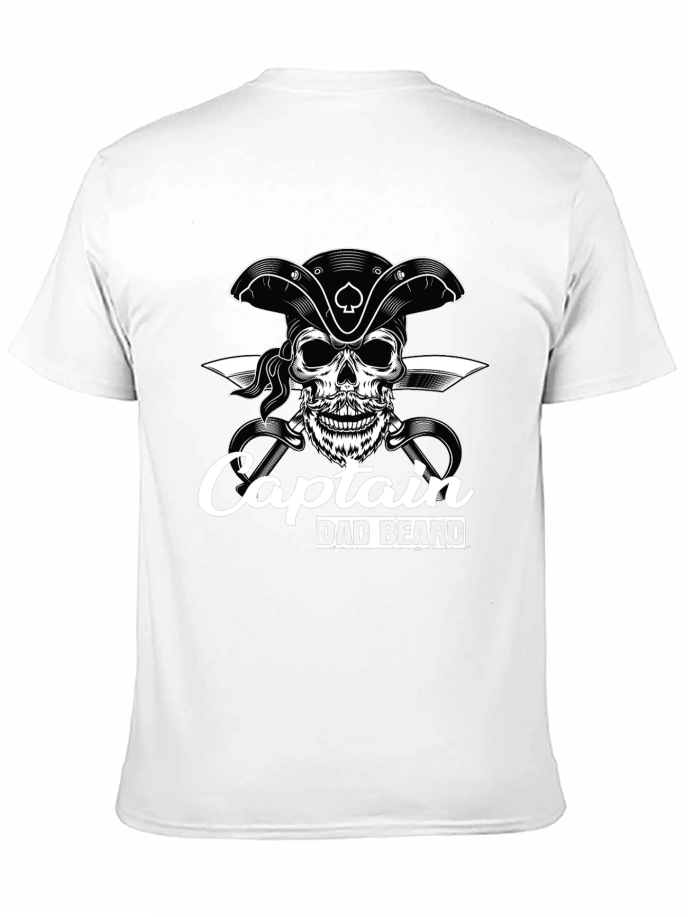 Captain Dad Beard Pirate Skull Graphic T-Shirt