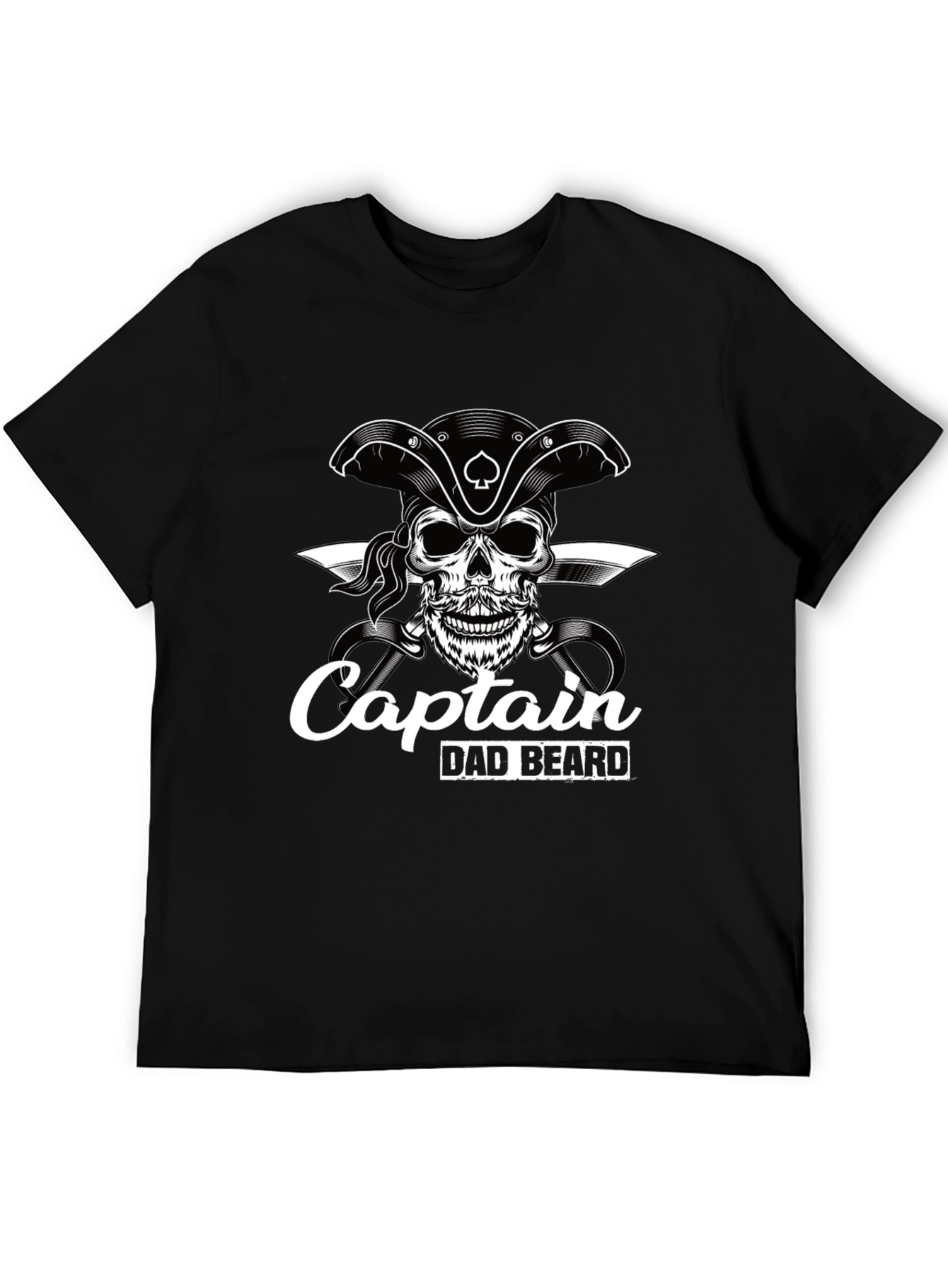 Captain Dad Beard Pirate Skull Graphic T-Shirt