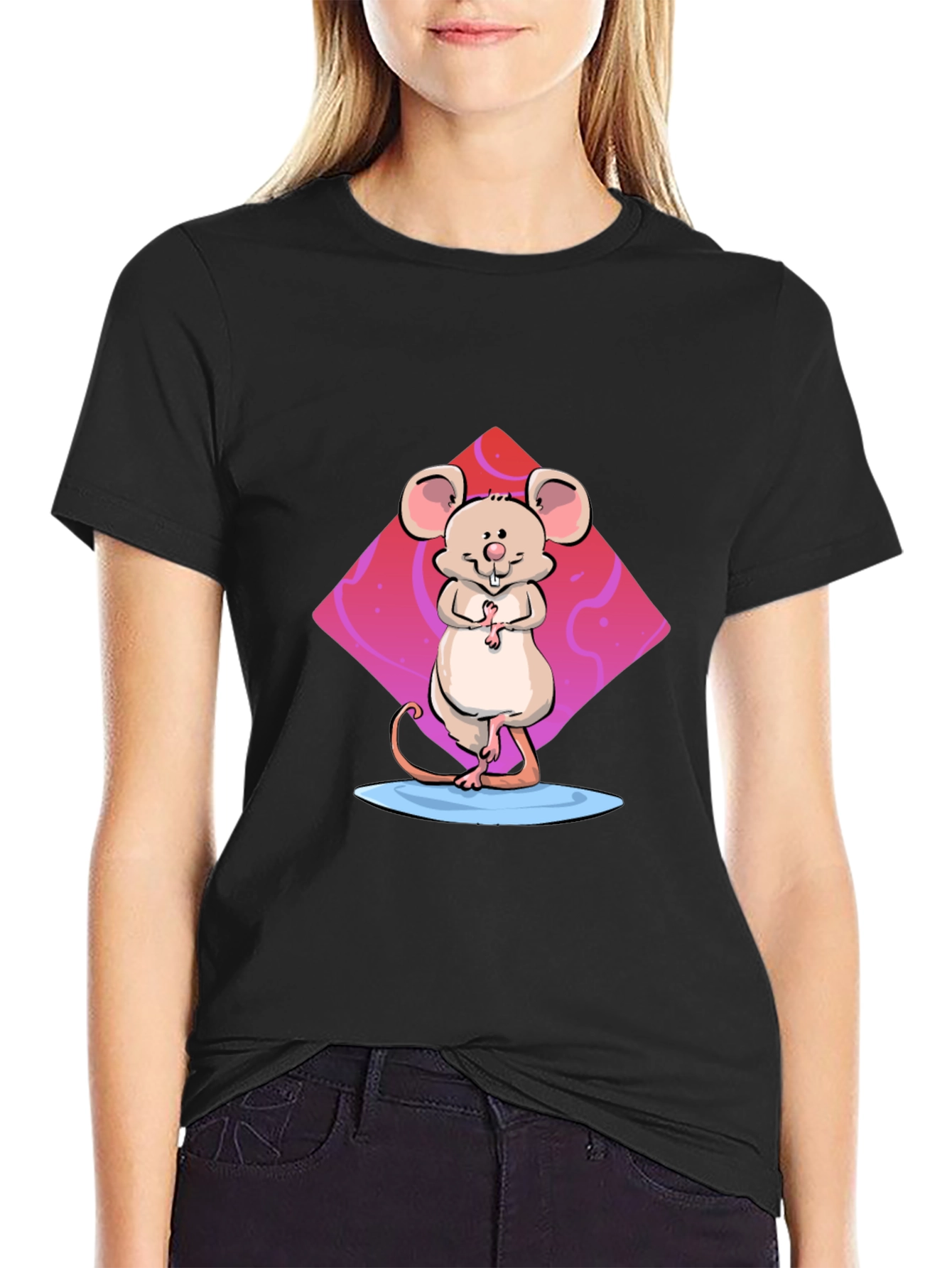 Cartoon Mouse Graphic Print T-Shirt