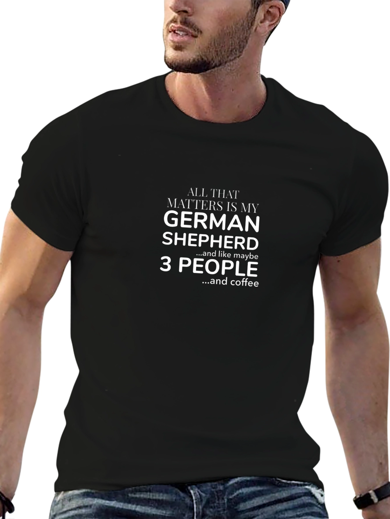 German Shepherd People and Coffee Graphic T-Shirt