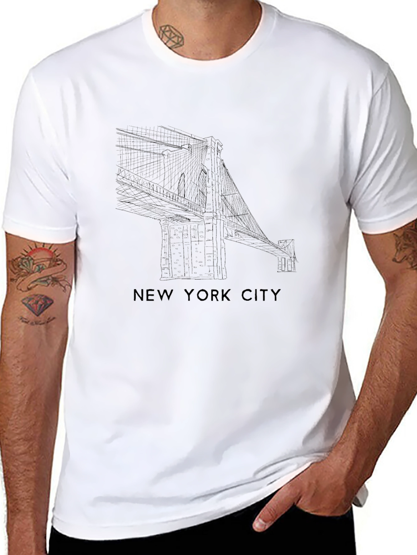 New York City Bridge Graphic T-Shirt