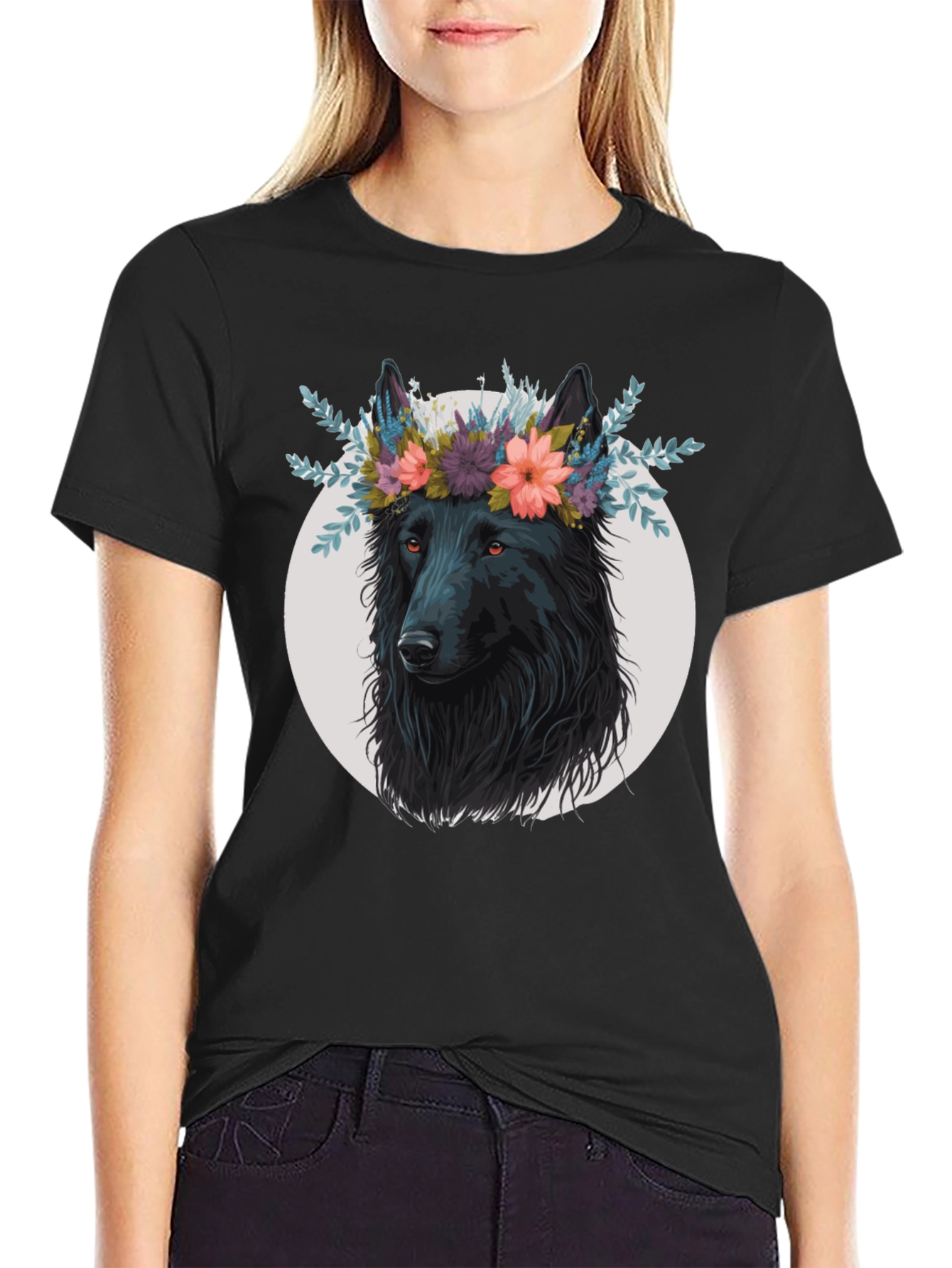 Wolf in Flowers Graphic T-Shirt