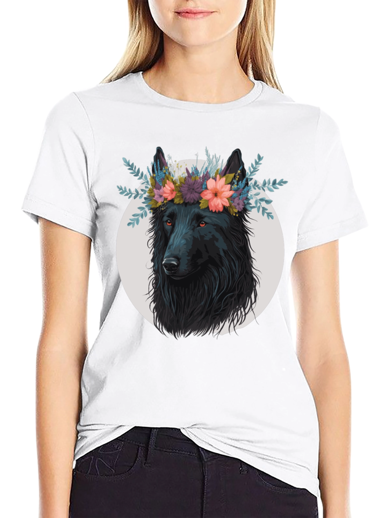 Wolf in Flowers Graphic T-Shirt