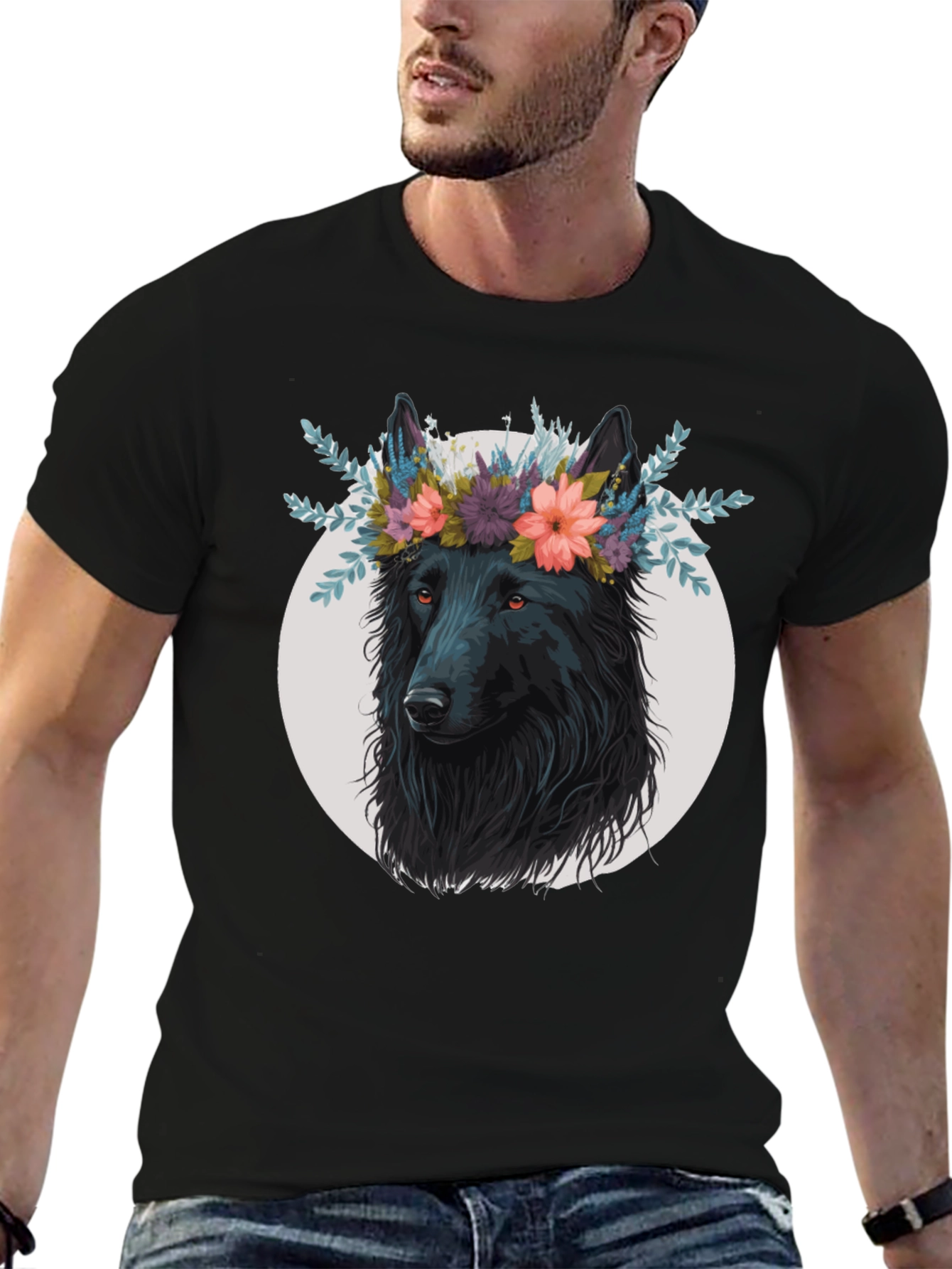 Wolf in Flowers Graphic T-Shirt