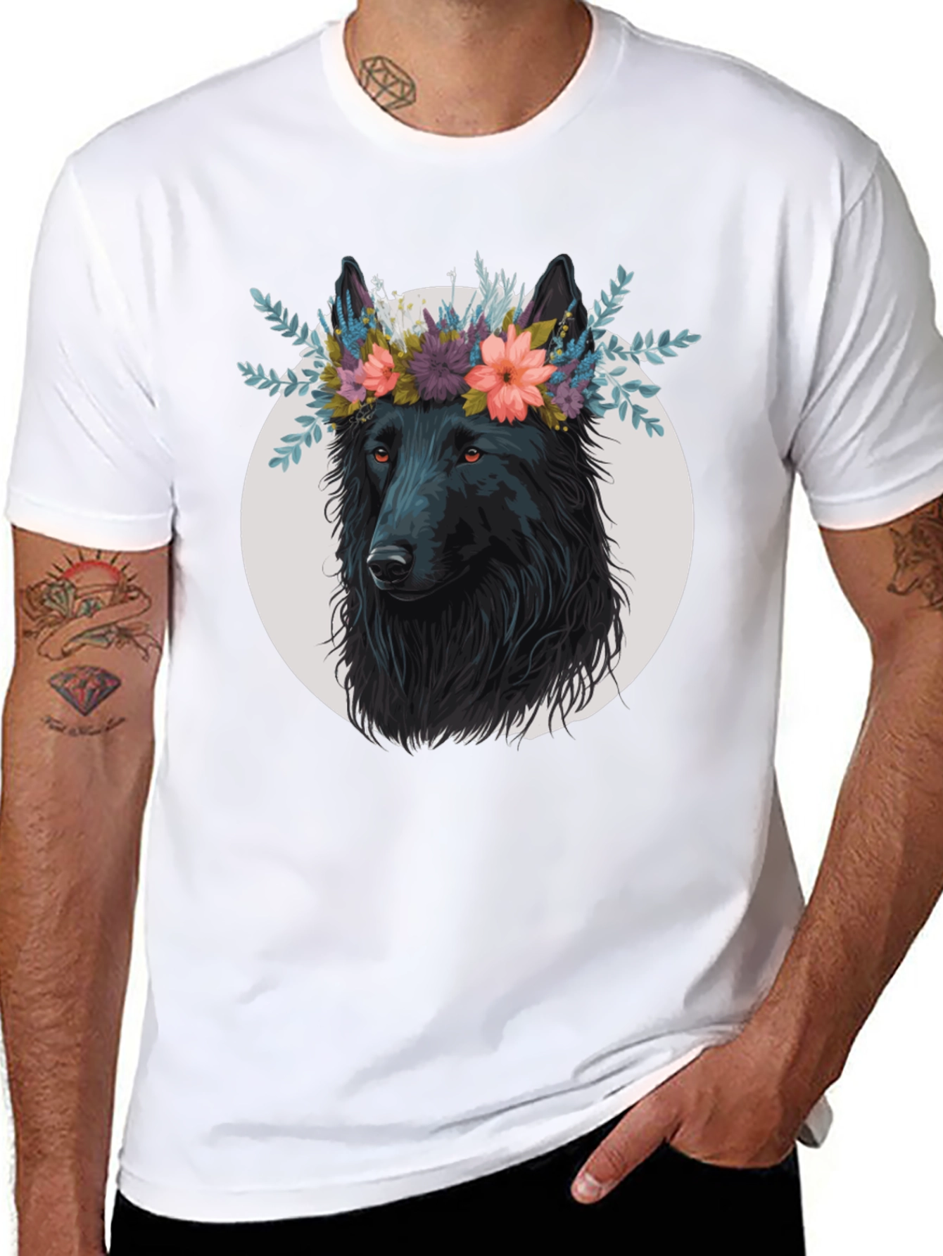 Wolf in Flowers Graphic T-Shirt