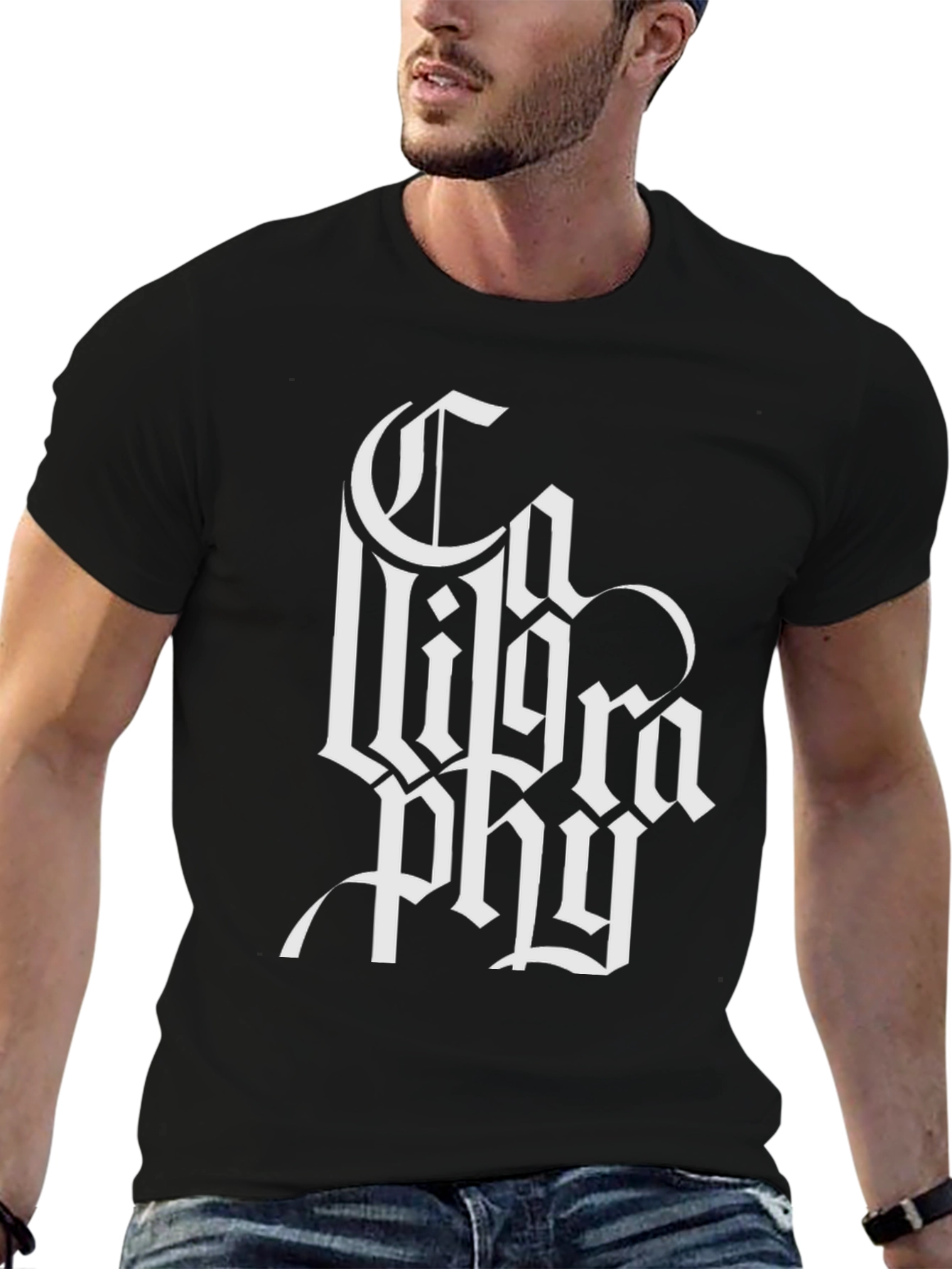 Typography Graphic Print Black T-Shirt
