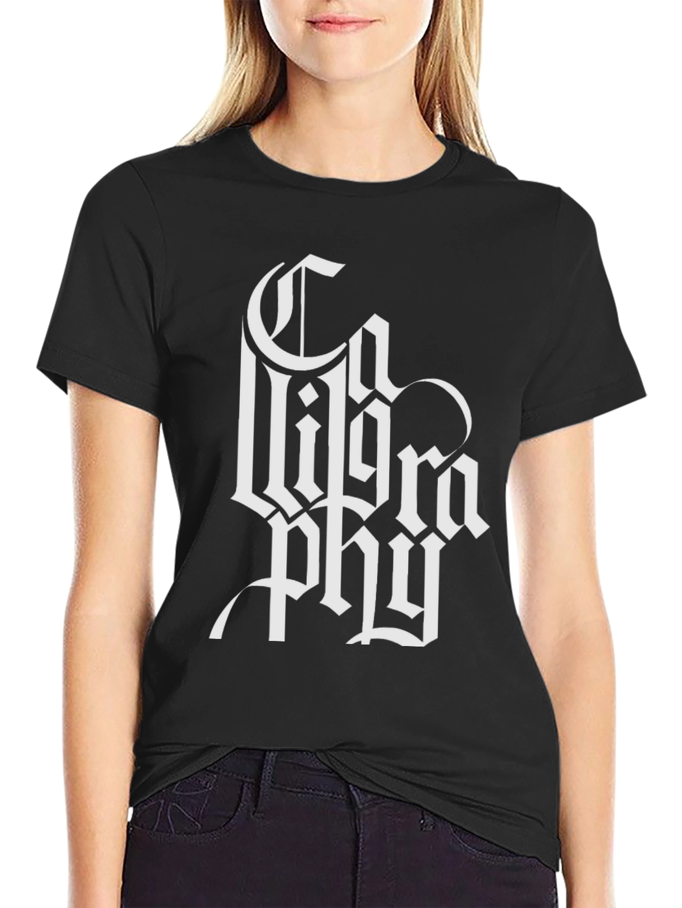Typography Graphic Print Black T-Shirt