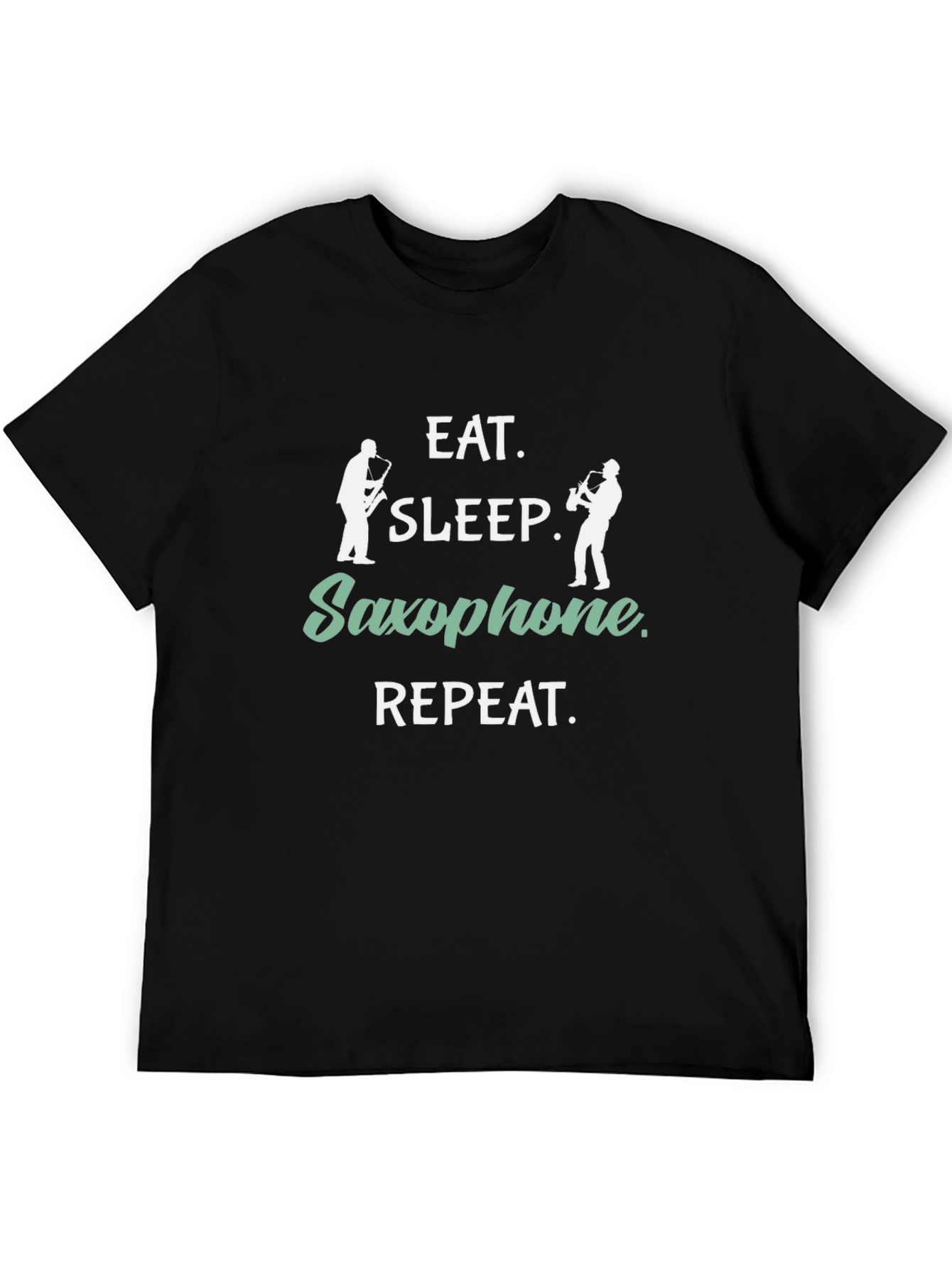 Eat Sleep Saxophone Repeat Black T-Shirt