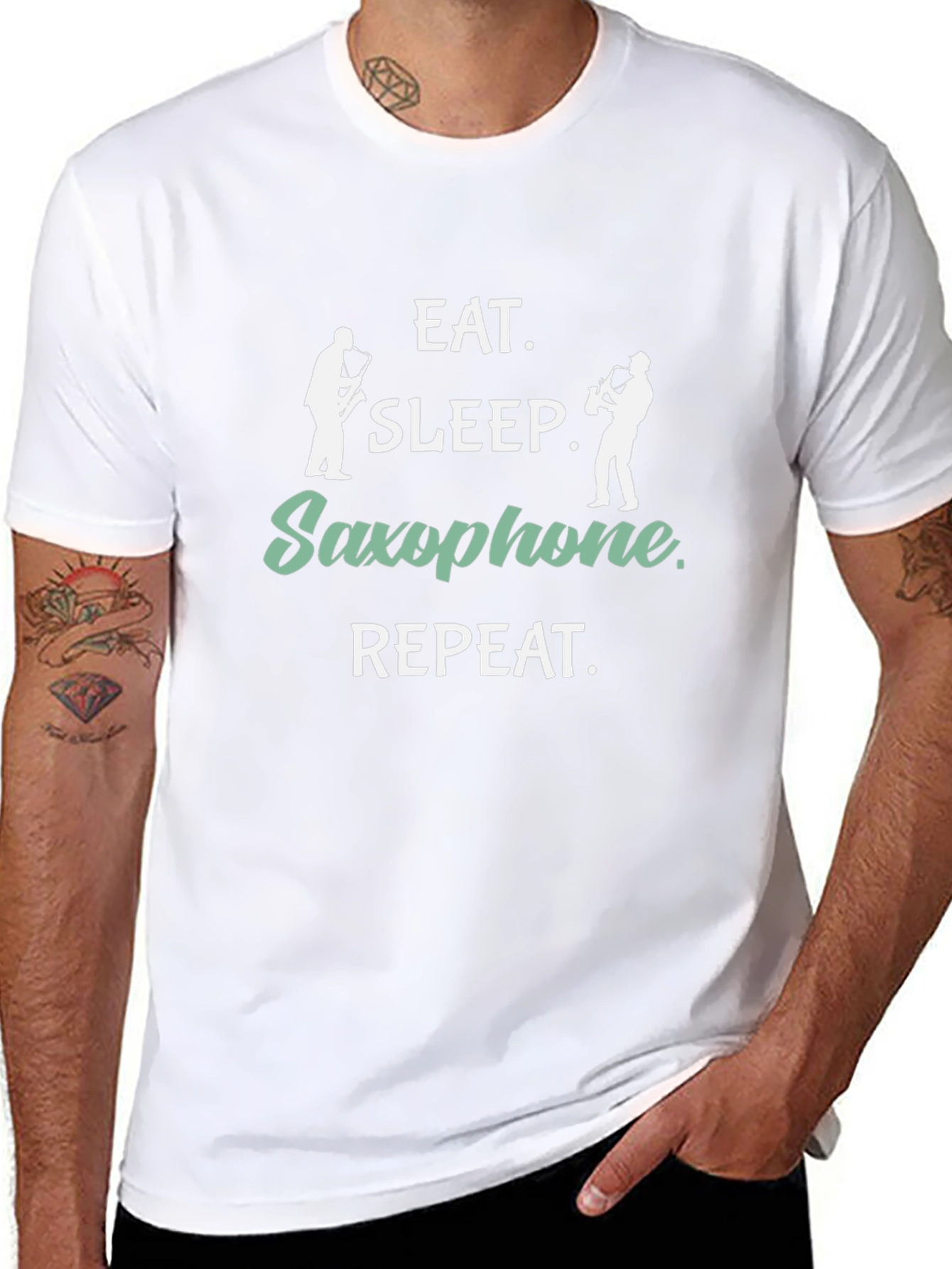 Eat Sleep Saxophone Repeat Black T-Shirt