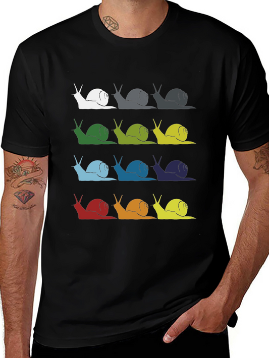 Colorful Snail Pattern T-Shirt - Unique Graphic Tee