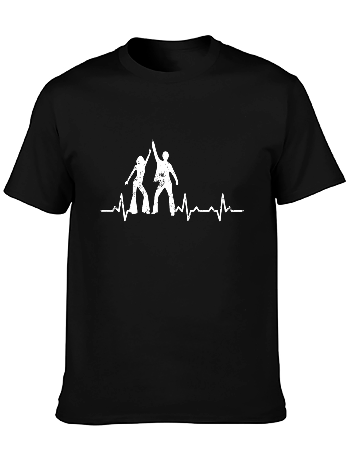 Dancing Heartbeat Graphic Tee - Black Cotton T-Shirt