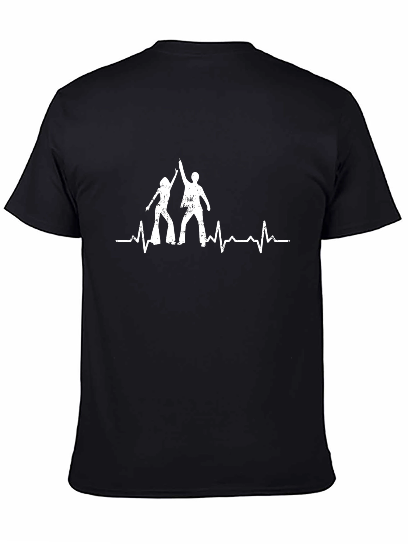 Dancing Heartbeat Graphic Tee - Black Cotton T-Shirt